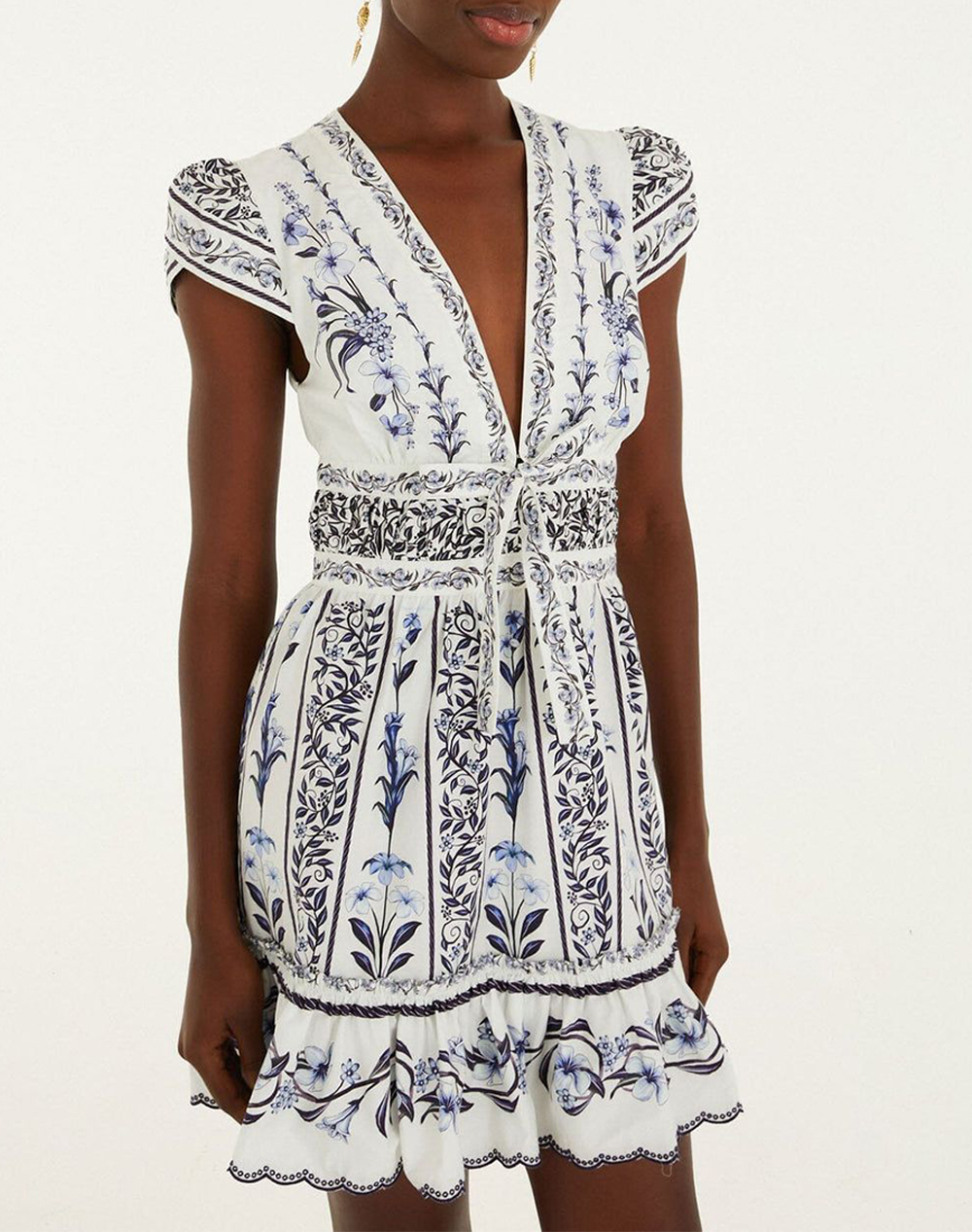 FARM RIO FLOWERS ARCH OFF-WHITE MINI DRESS-FLOWERS ARCH OFF-WHITE