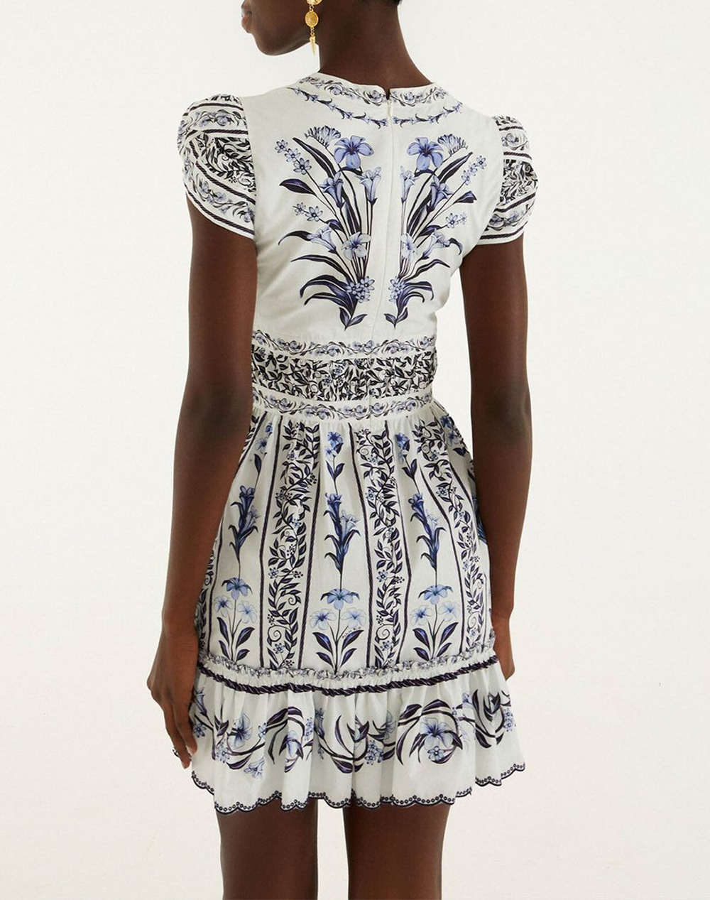 FARM RIO FLOWERS ARCH OFF-WHITE MINI DRESS-FLOWERS ARCH OFF-WHITE
