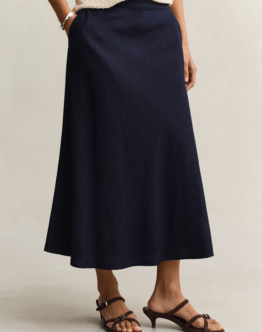 GANT SKIRT FLARED LINEN BLEND SKIRT