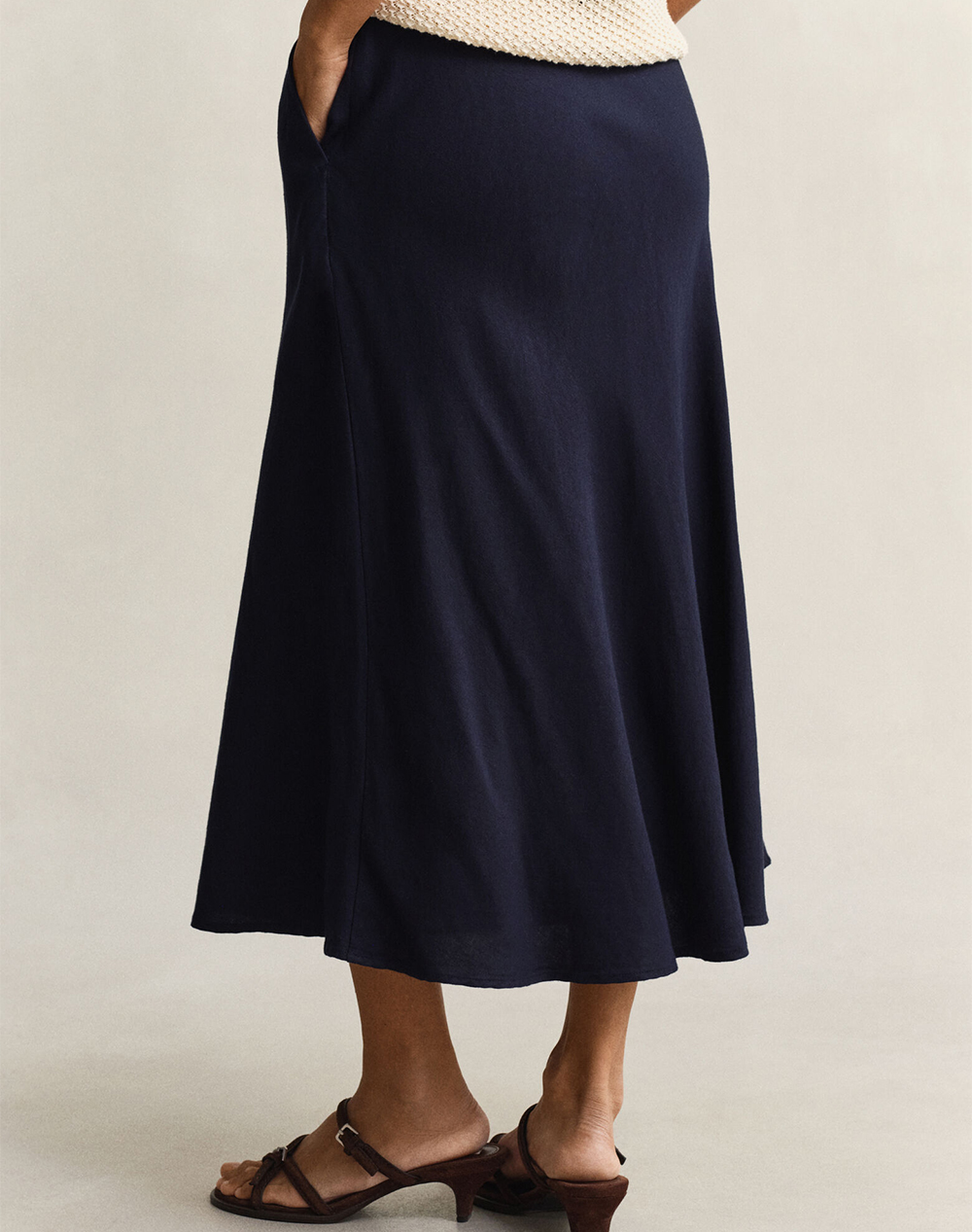 GANT SKIRT FLARED LINEN BLEND SKIRT