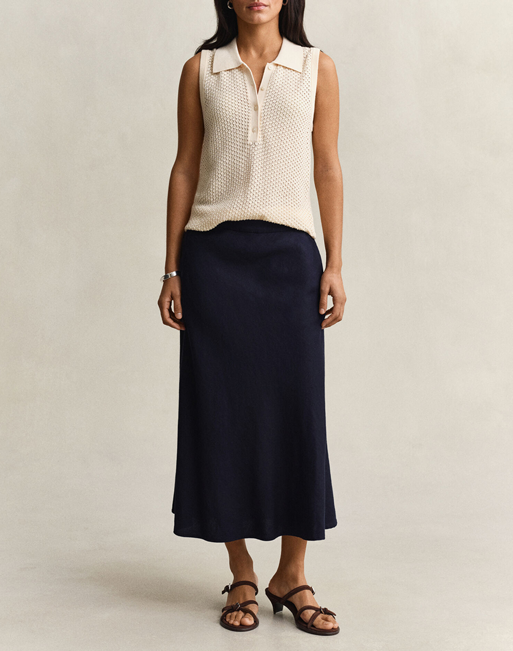 GANT SKIRT FLARED LINEN BLEND SKIRT