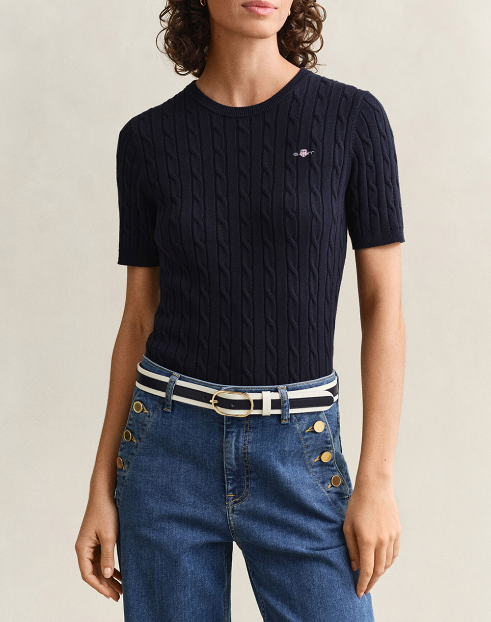 GANT ПУЛОВЕР KMSTRETCH COTTON CABLE SS C-NECK
