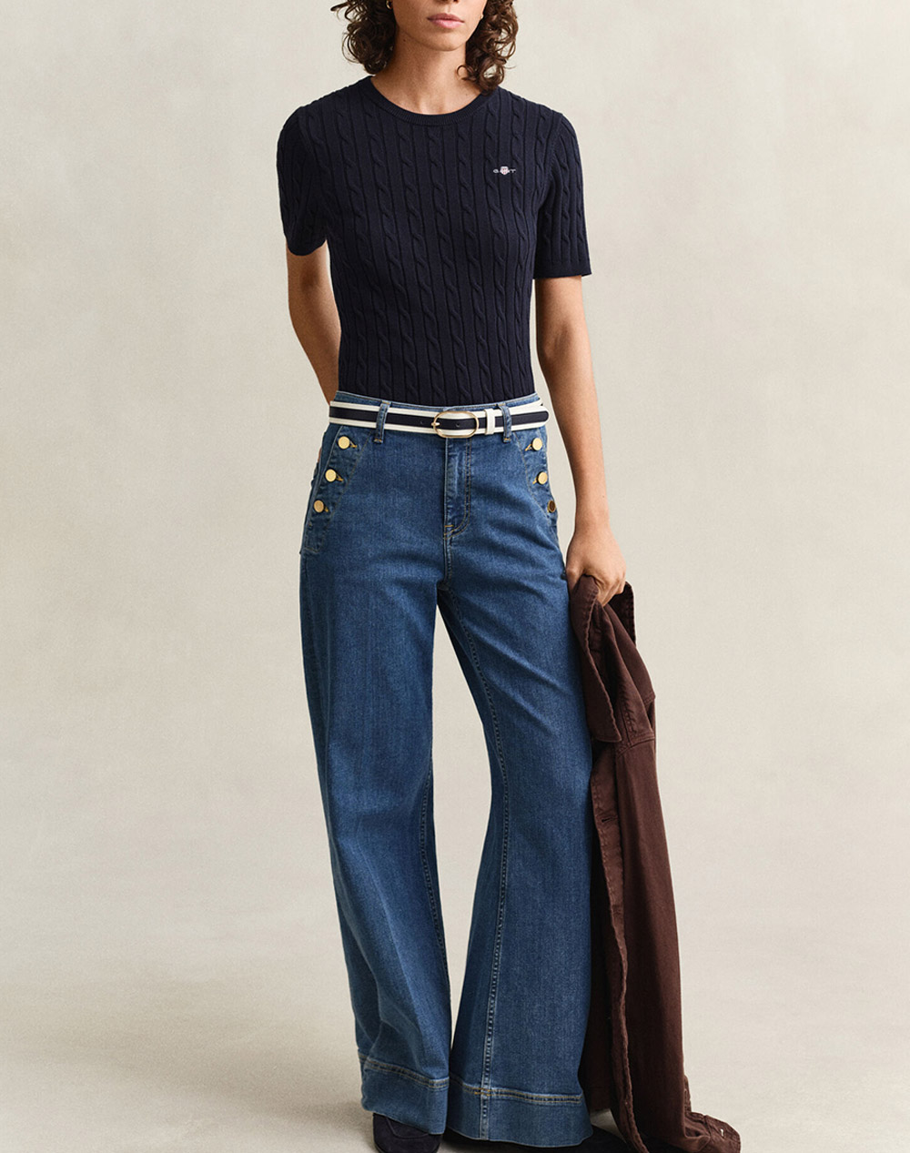 GANT ПУЛОВЕР KMSTRETCH COTTON CABLE SS C-NECK