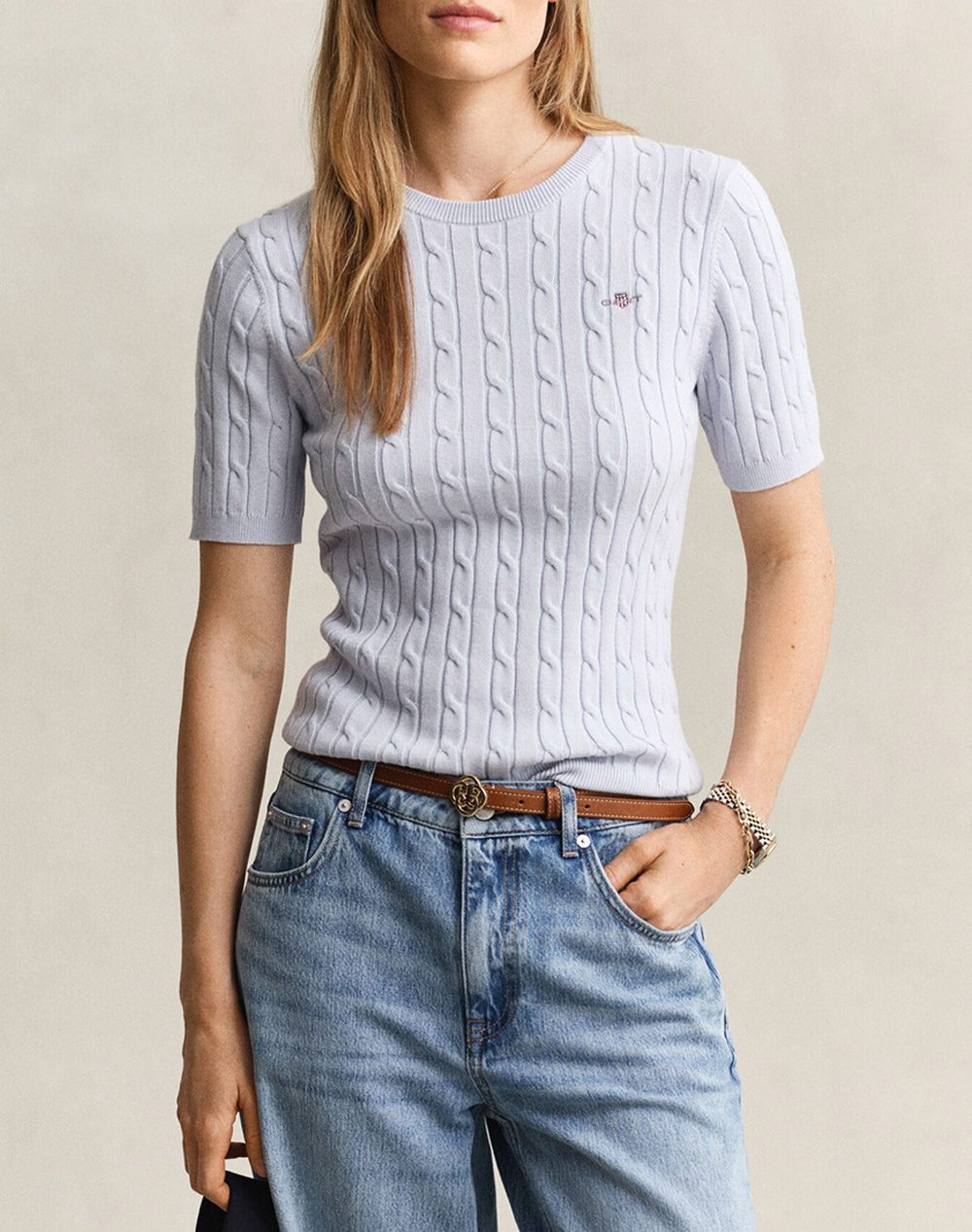 GANT ПУЛОВЕР KMSTRETCH COTTON CABLE SS C-NECK