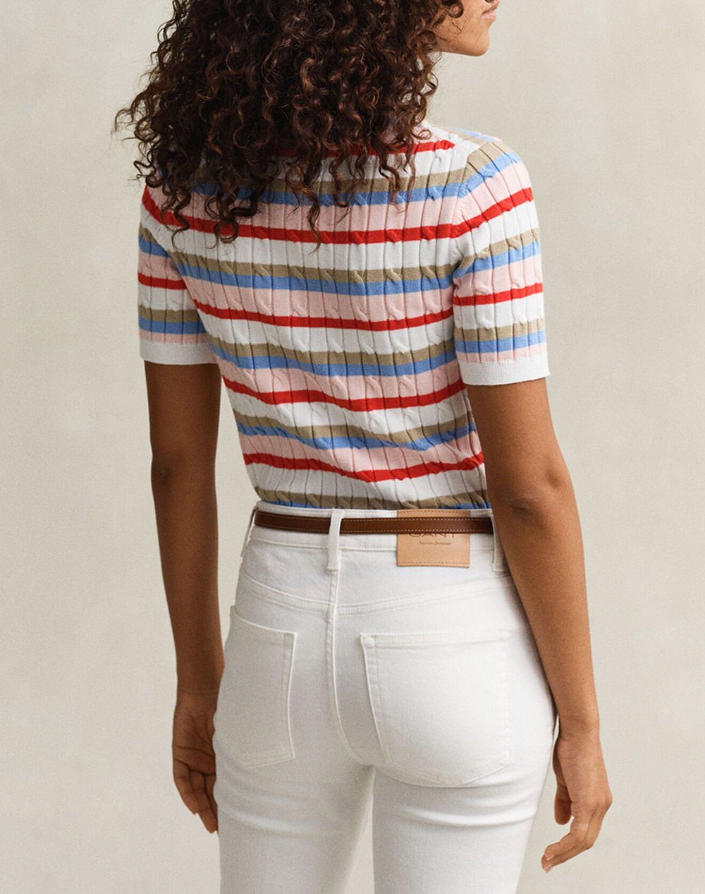 GANT ПУЛОВЕР KMSTRETCH COTTON CABLE STRIPE SS