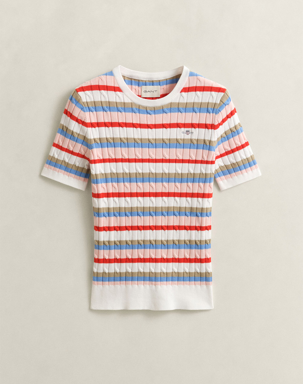 GANT ПУЛОВЕР KMSTRETCH COTTON CABLE STRIPE SS