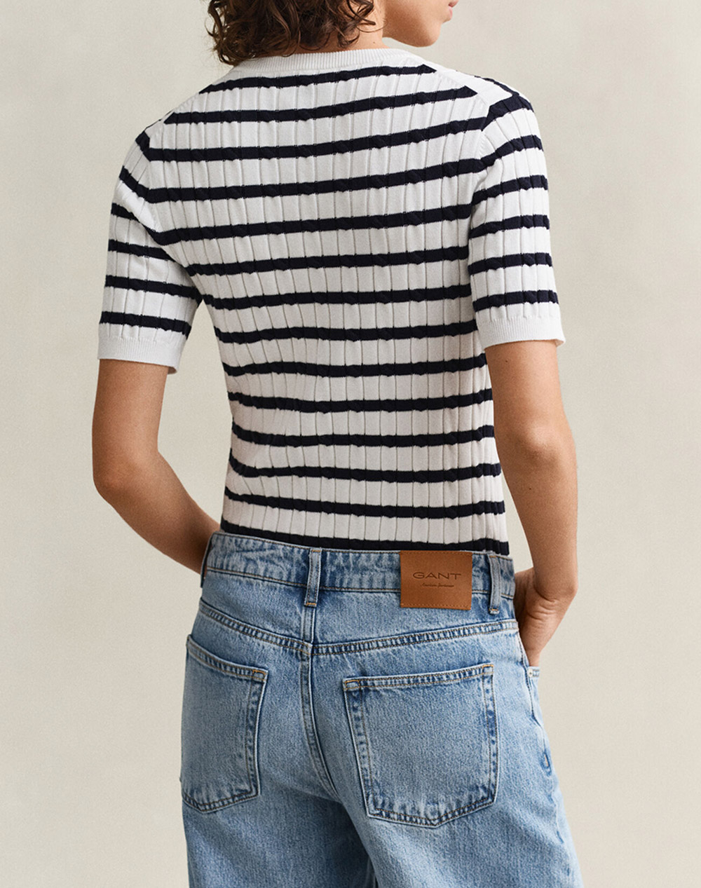 GANT ПУЛОВЕР KMSTRETCH COTTON CABLE STRIPE SS