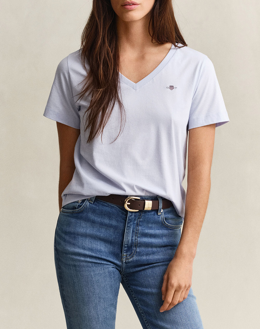 GANT БЛУЗА KMREG SHIELD SS V-NECK T-SHIRT.