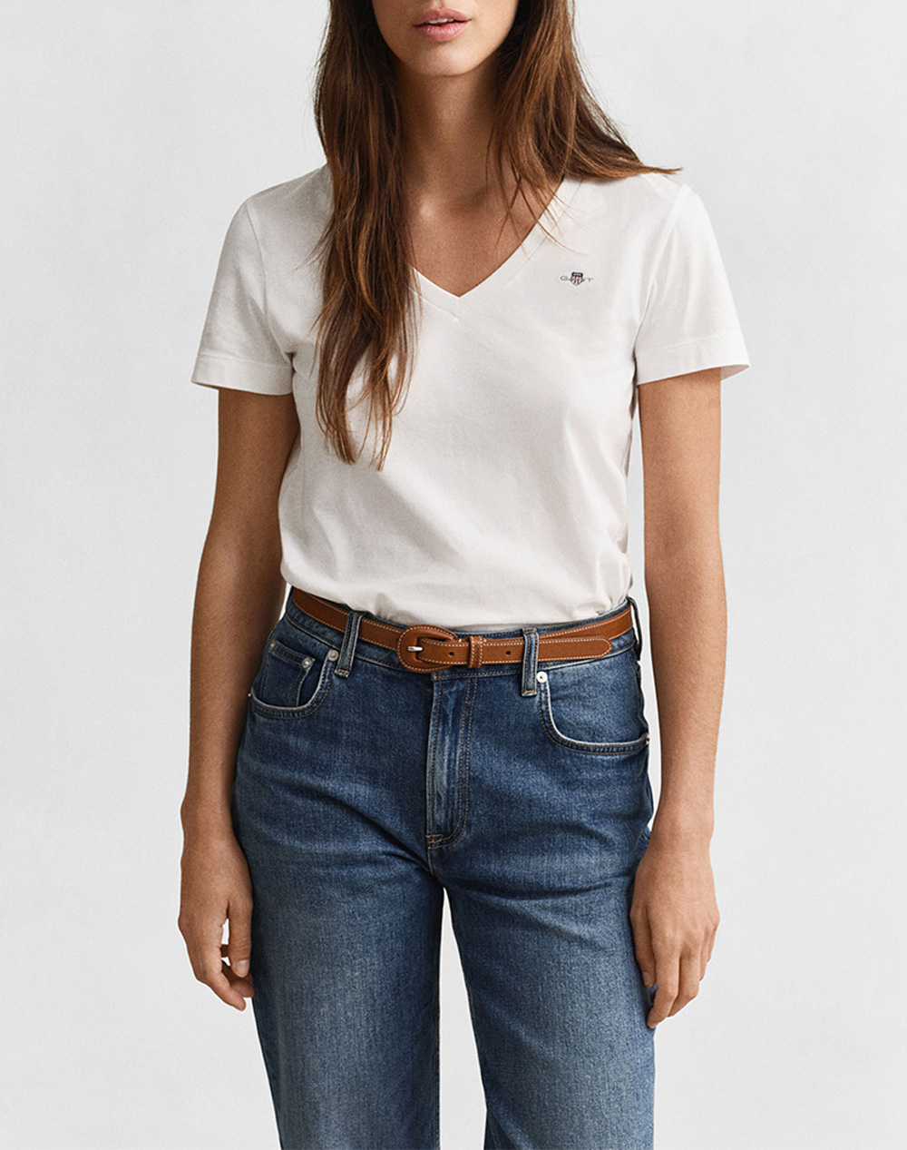 GANT БЛУЗА KMREG SHIELD SS V-NECK T-SHIRT.