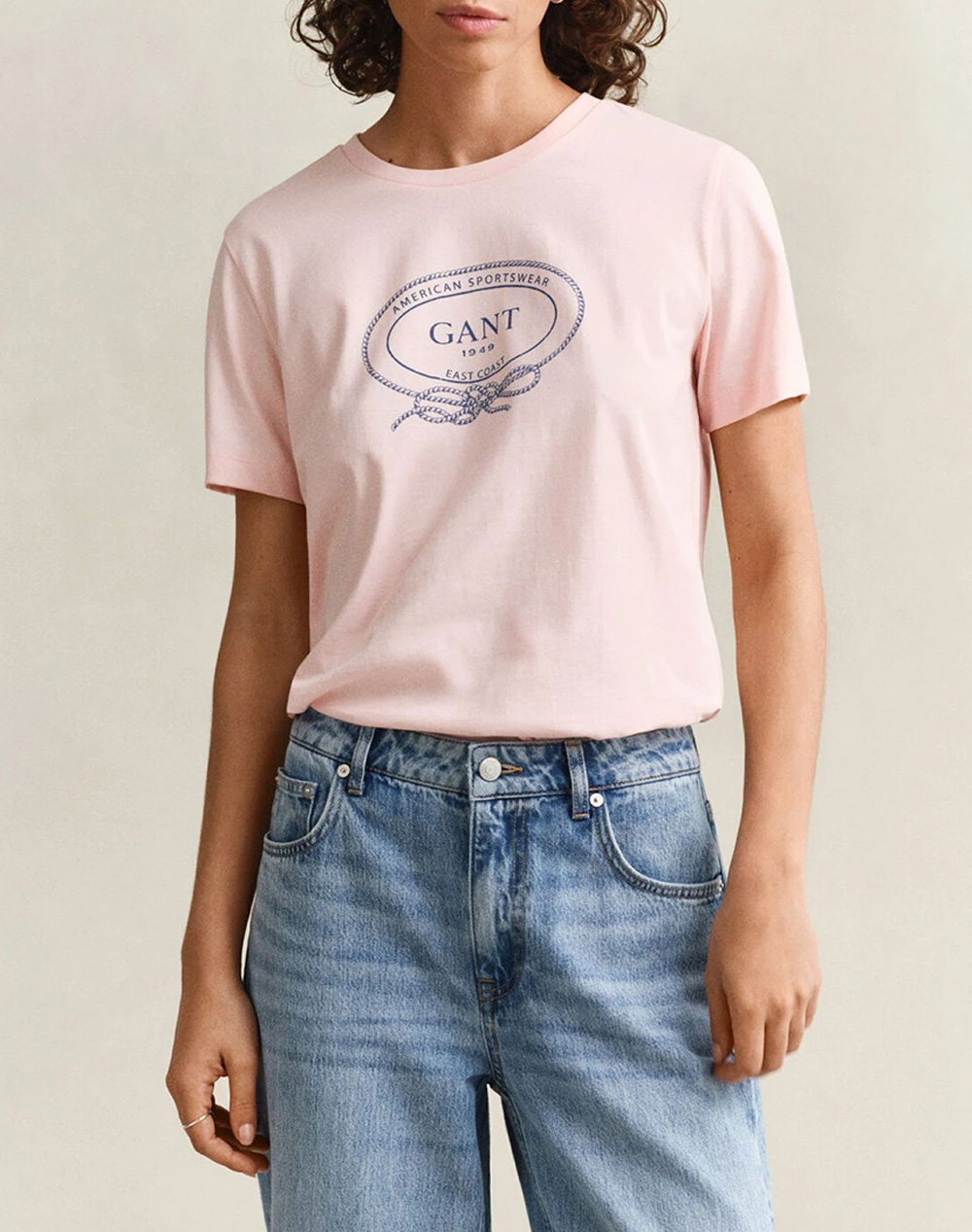 Gant блуза км graphic print ss t-shirt graphic print ss t-shirt female τ-shirt светло розово