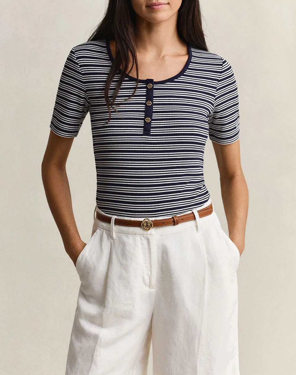 GANT БЛУЗА SLIM RIBBED SS HENLEY TOP