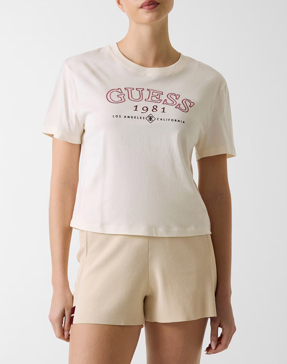 Guess arianna ss cn boxy t-shirt дамска блуза female τ-shirt кафяво