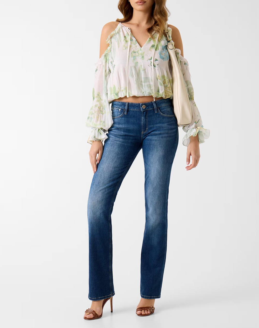 GUESS LS EMILY COLD SHLDR TOP WOMENS SHIRT