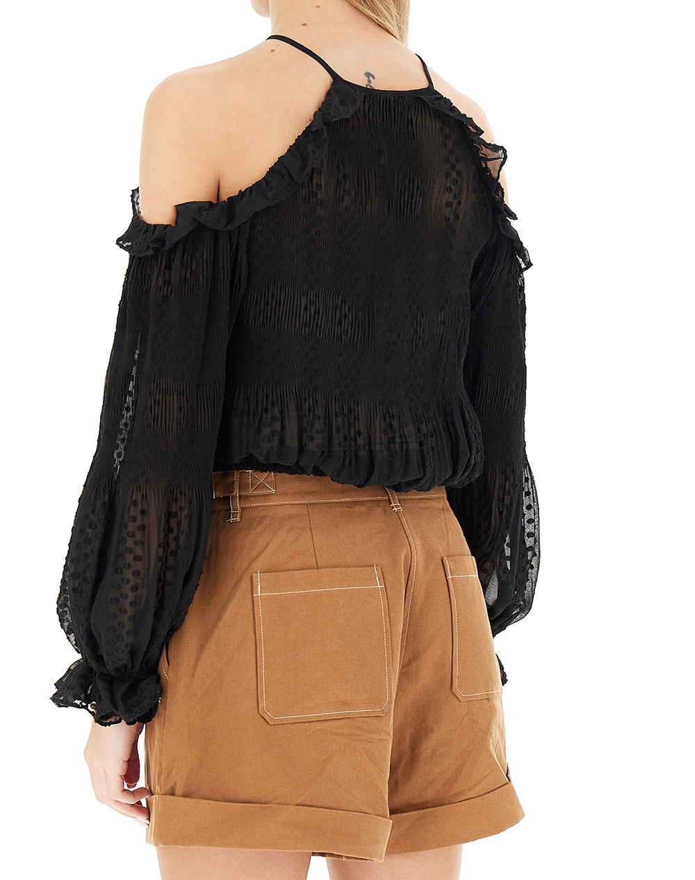 GUESS LS EMILIA COLD SHLDR TOP WOMENS SHIRT