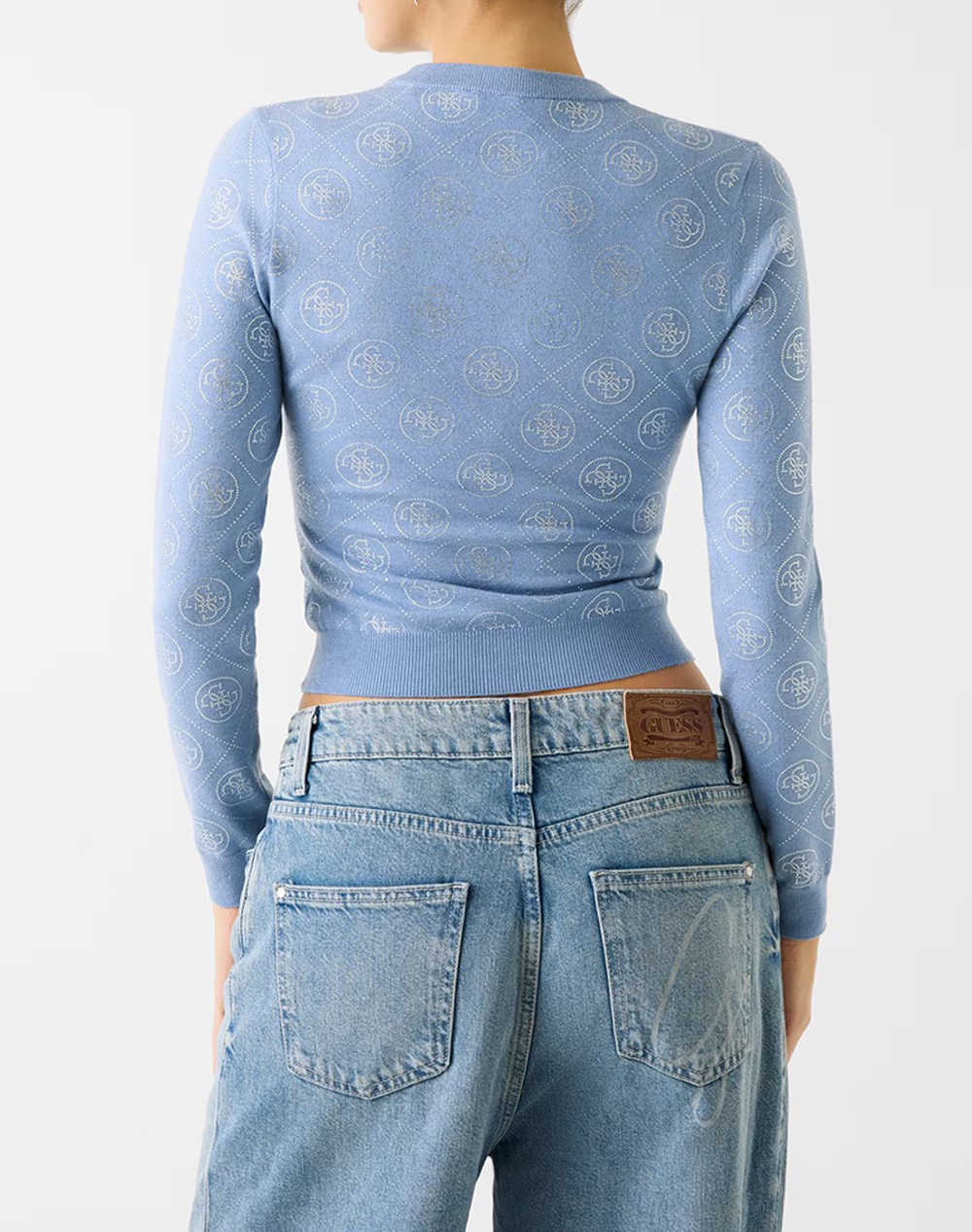 GUESS LS CN RHINESTONES 4G SWTR ДАМСКИ ПУЛОВЕР