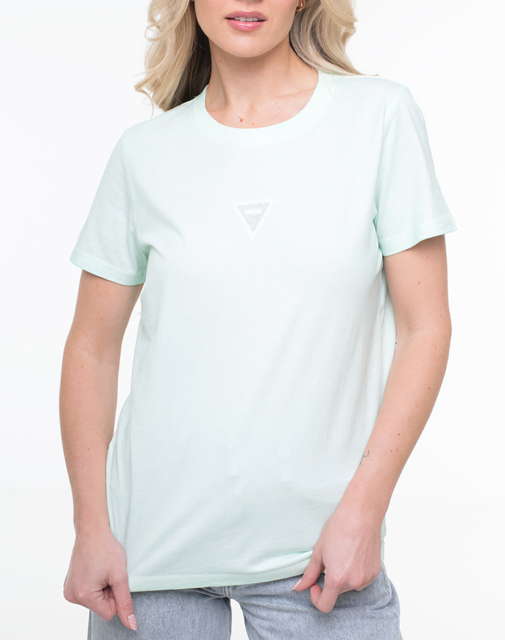 GUESS SS CN MINI STRASS TRIANGLE TEE ДАМСКА БЛУЗА