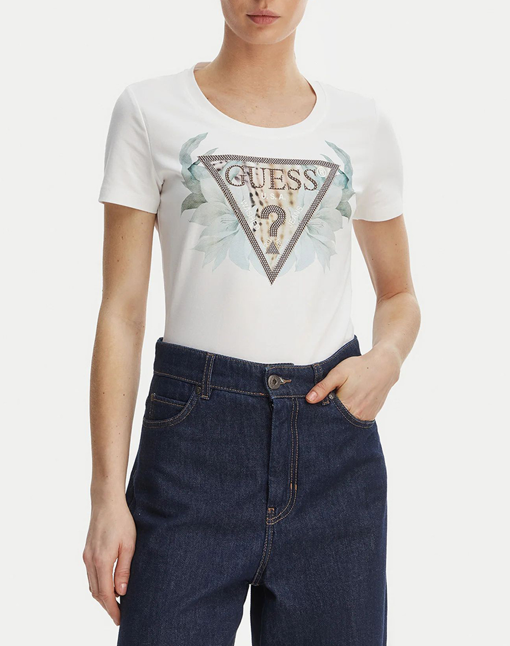 GUESS SS CN FLOWER TRIANGLE TEE ДАМСКА БЛУЗА