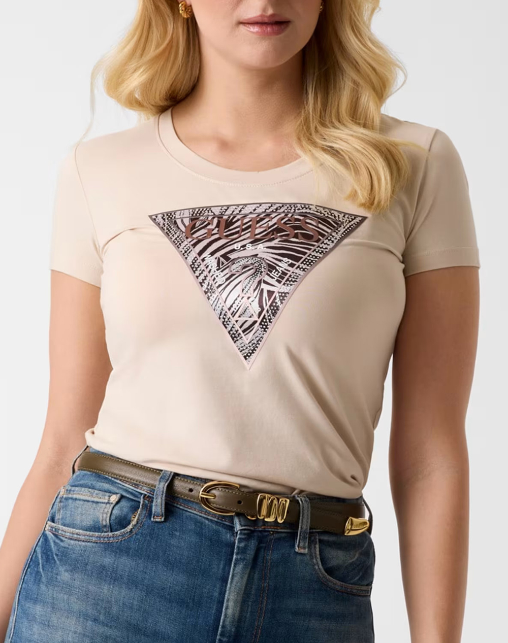 GUESS SS CN ZEBRA TRIANGLE TEE ДАМСКА БЛУЗА