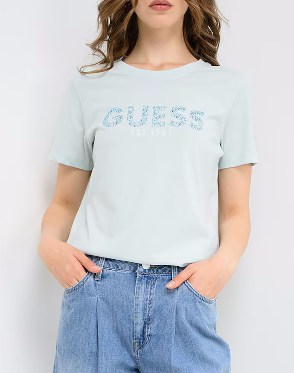 GUESS SS CN GUESS STUDS SCRIPT TEE ДАМСКА БЛУЗА