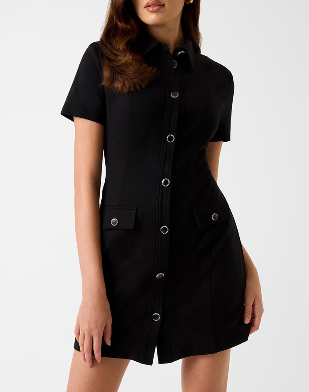 Guess ss olga chemisier mini dress дамска рокля female рокли черно