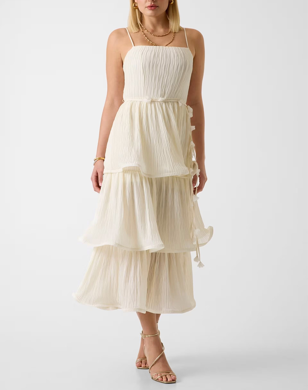 GUESS SL ALESSIA TIERED DRESS WOMENS DRESS