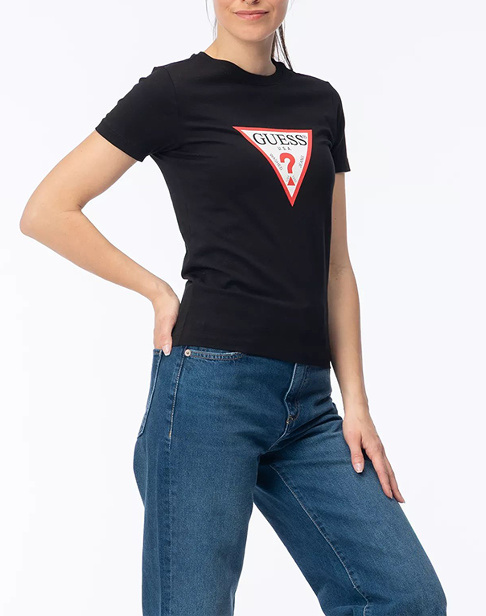 GUESS JEANS GJ SS CN SLIM ICONIC TEE WOMENS BLOUSE