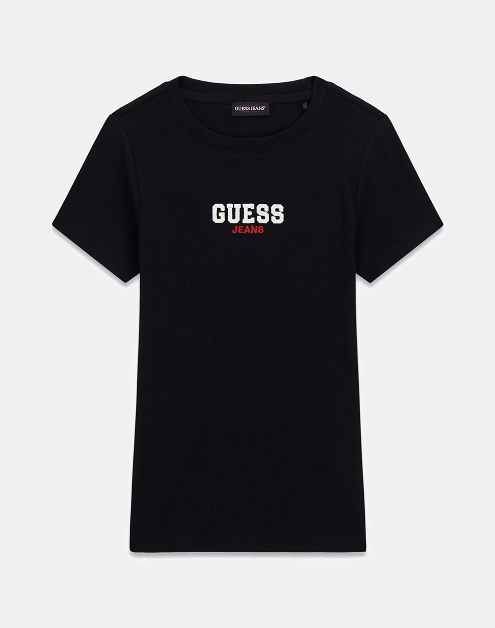 GUESS JEANS GJ SS CN SLIM RIB EMB TEE WOMENS BLOUSE