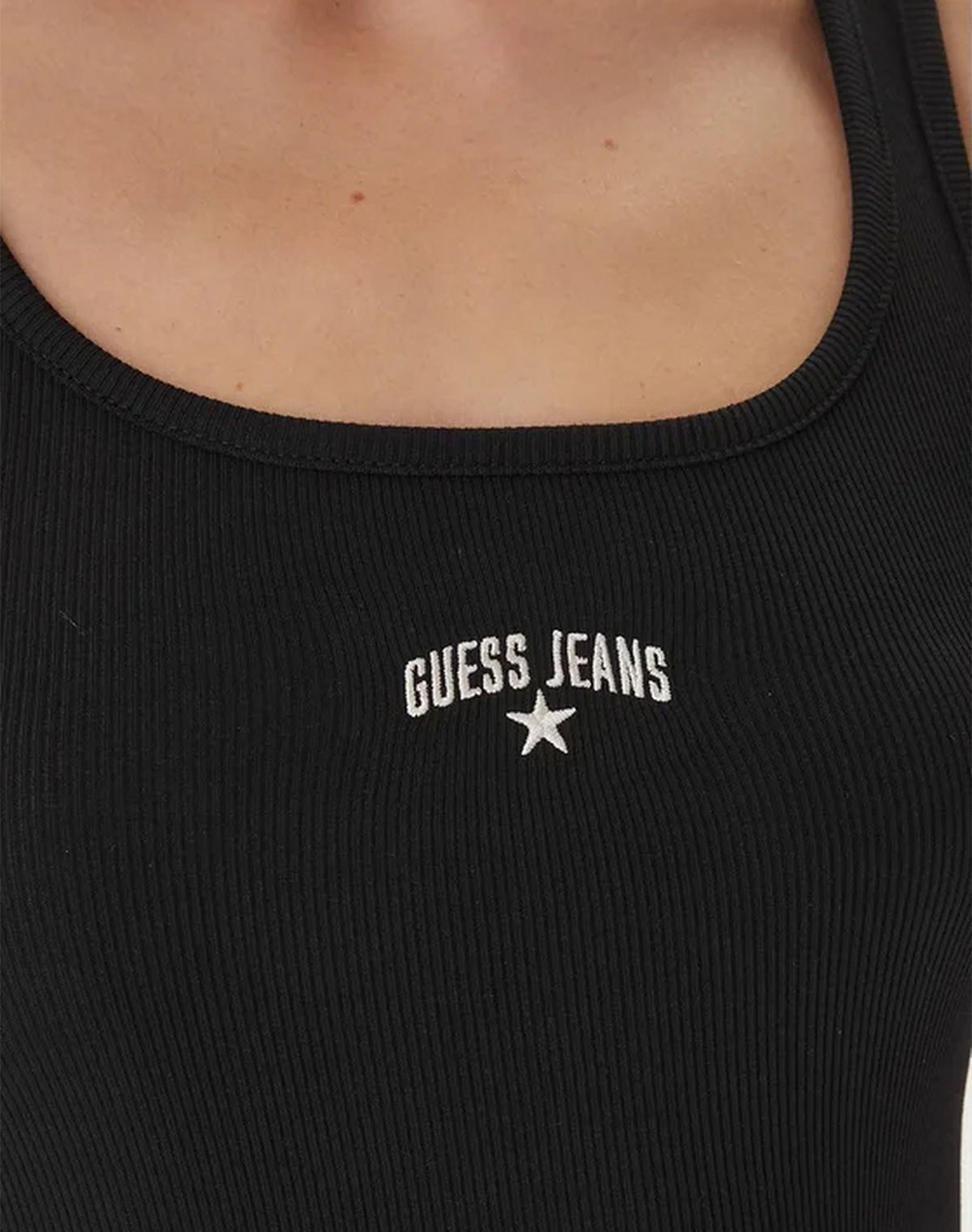 GUESS JEANS GJ RIB EMBRO TANK TOP WOMENS BLOUSE