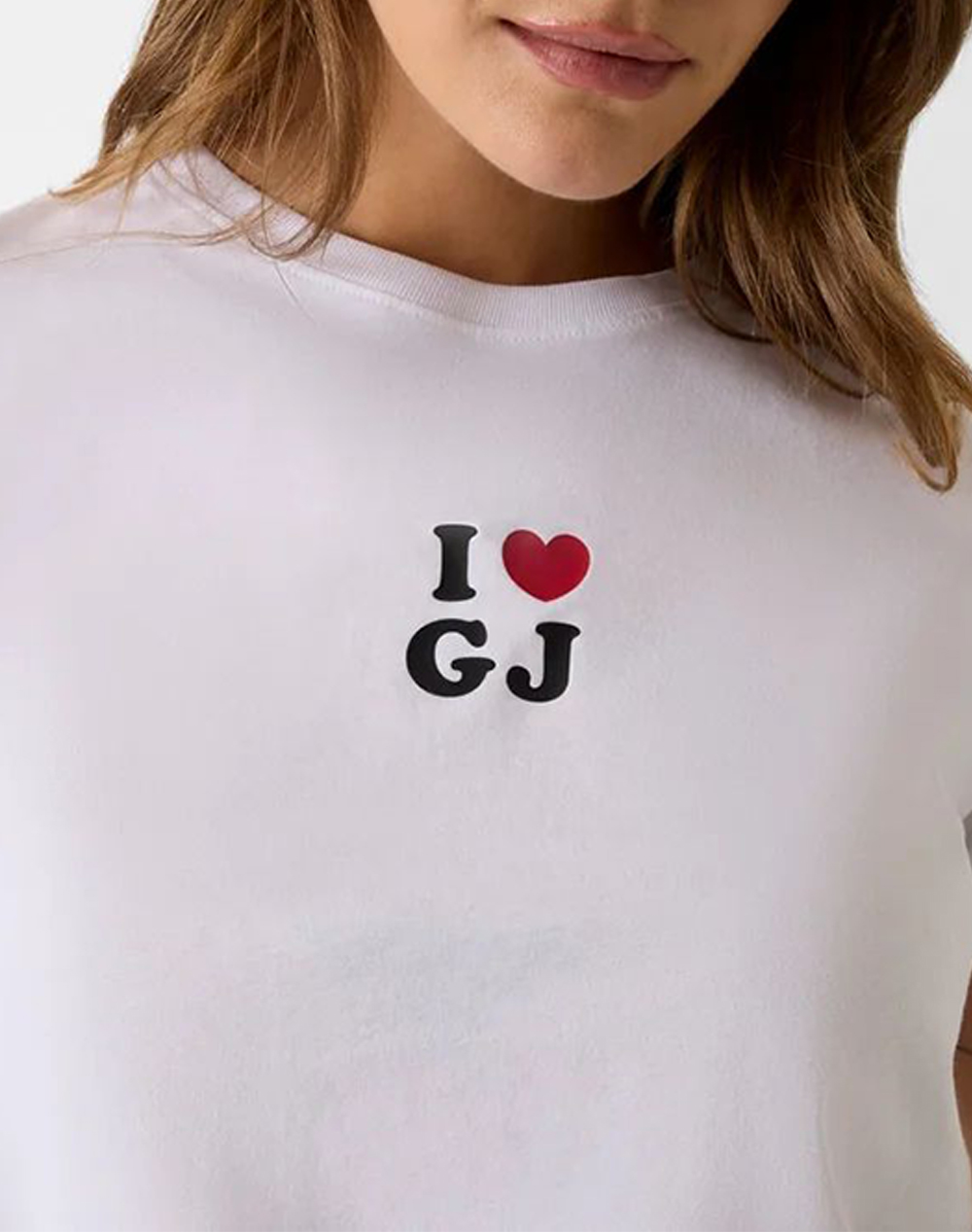 GUESS JEANS GJ SS CN I LOVE GJ REG TEE WOMENS BLOUSE