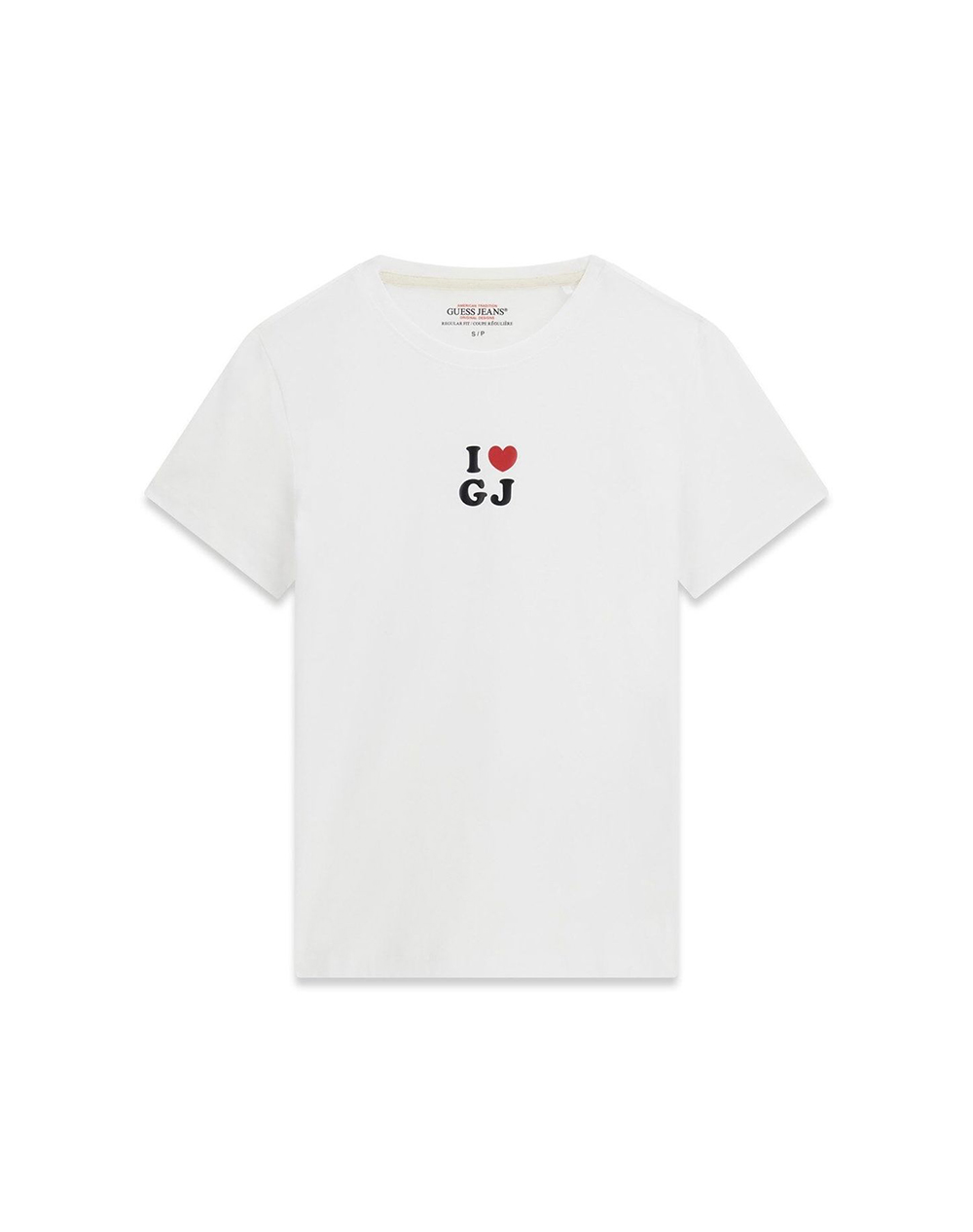 GUESS JEANS GJ SS CN I LOVE GJ REG TEE WOMENS BLOUSE