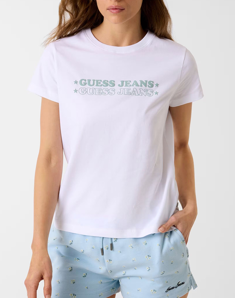 GUESS JEANS GJ SS CN REG PRINT STAR TEE WOMENS BLOUSE
