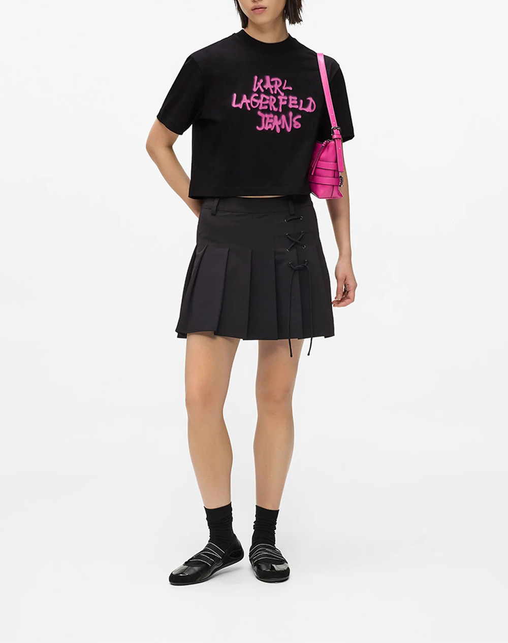 KARL LAGERFELD JEANS KLJ REG CROPPED GRAFFITI TEE