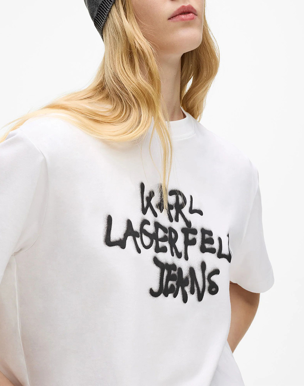 KARL LAGERFELD JEANS KLJ REG CROPPED GRAFFITI TEE