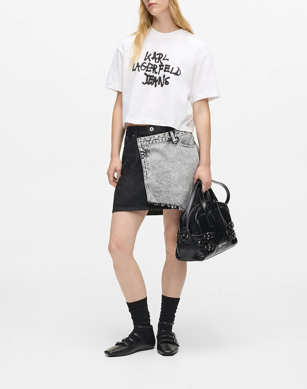 KARL LAGERFELD JEANS KLJ REG CROPPED GRAFFITI TEE