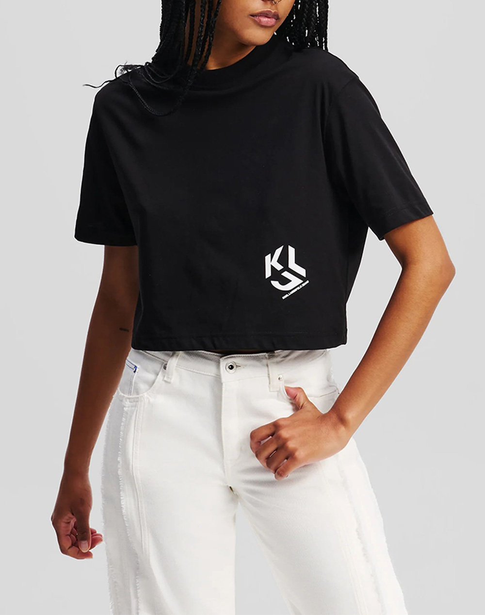 KARL LAGERFELD JEANS KLJ REG CROPPED MONOGRAM TEE