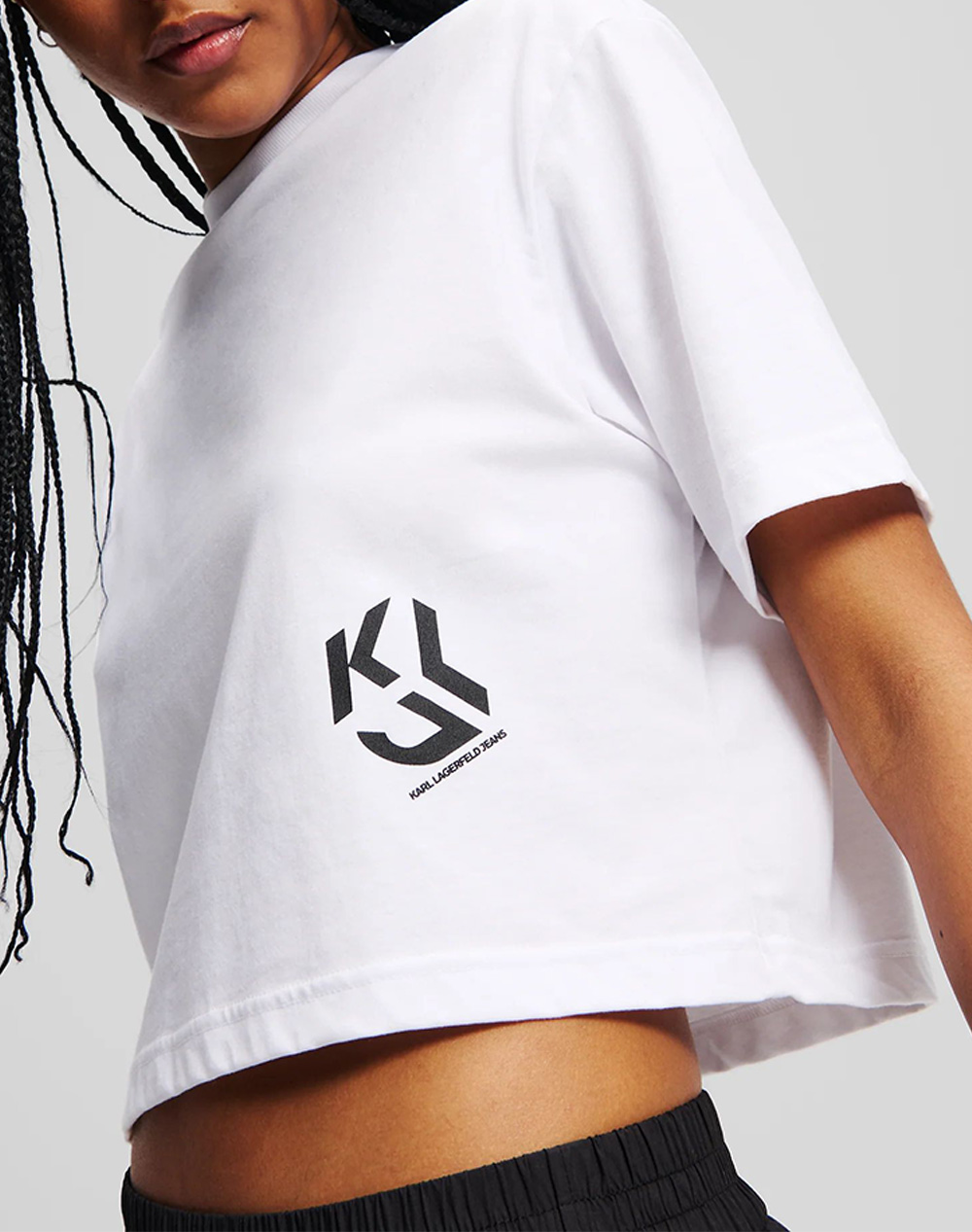KARL LAGERFELD JEANS KLJ REG CROPPED MONOGRAM TEE