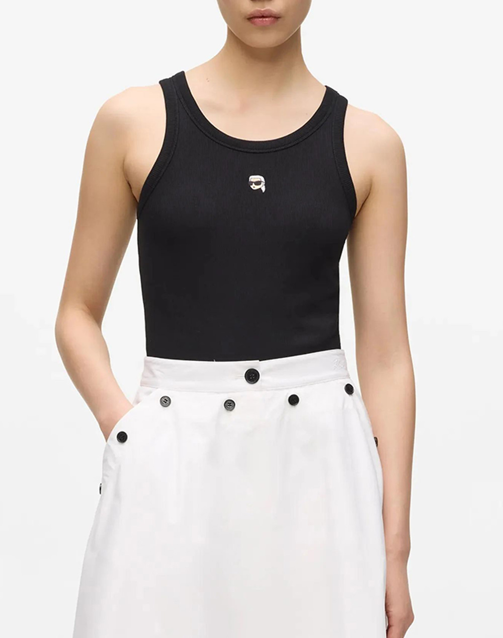 KARL LAGERFELD JEANS IKON RIBBED TANK TOP
