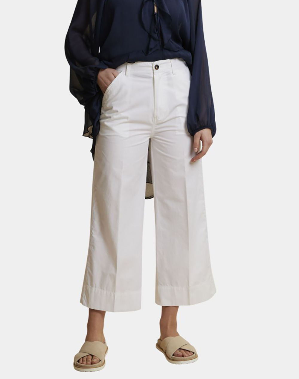 LA MARTINA ПАНТАЛОНИ WOMAN WIDE LEG PANTS HD POPLIN