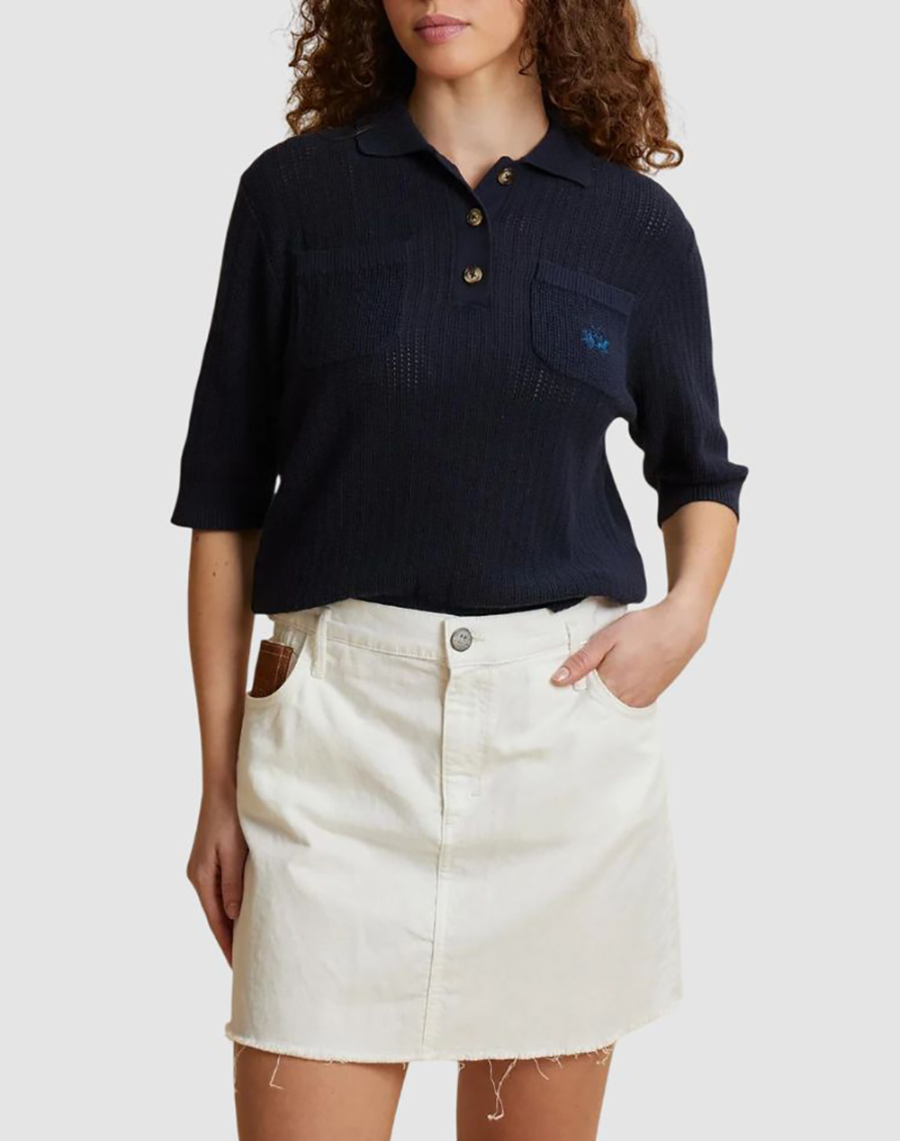 LA MARTINA KNITTED BLOUSE ΚΜ WOMAN POLO SWEATER COTTON YARN