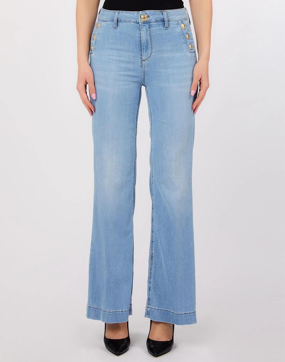 LIU JO DENIM_UA6D48_B.UP FLARE BUTTON HW WOMENS TROUSERS