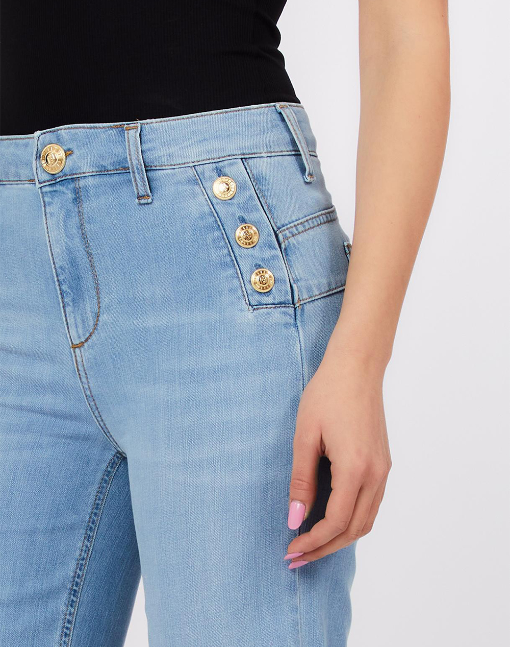 LIU JO DENIM_UA6D48_B.UP FLARE BUTTON HW WOMENS TROUSERS