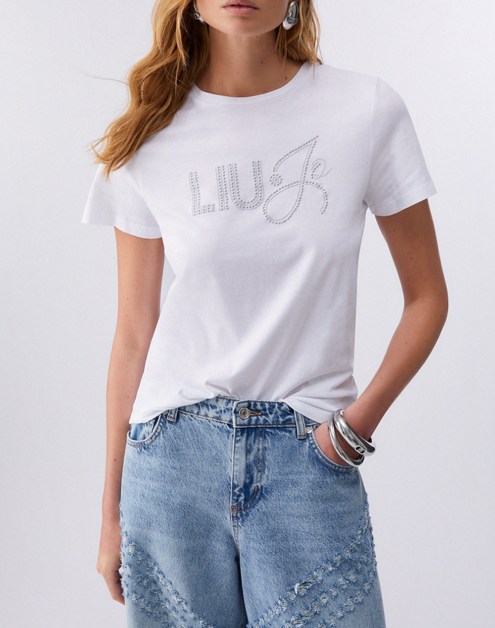 LIU JO WHITE_WA6J09_T-SHIRT MODA M/C ДАМСКА ТЕНИСКА