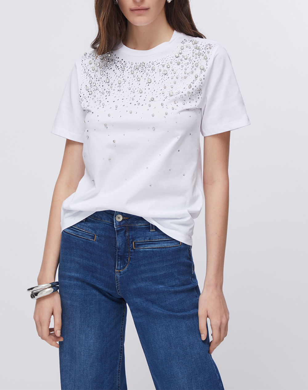 LIU JO BLACK_CA6J10_T-SHIRT MEZZA MANICA + CASTONI ЖЕНСКА БЛУЗА