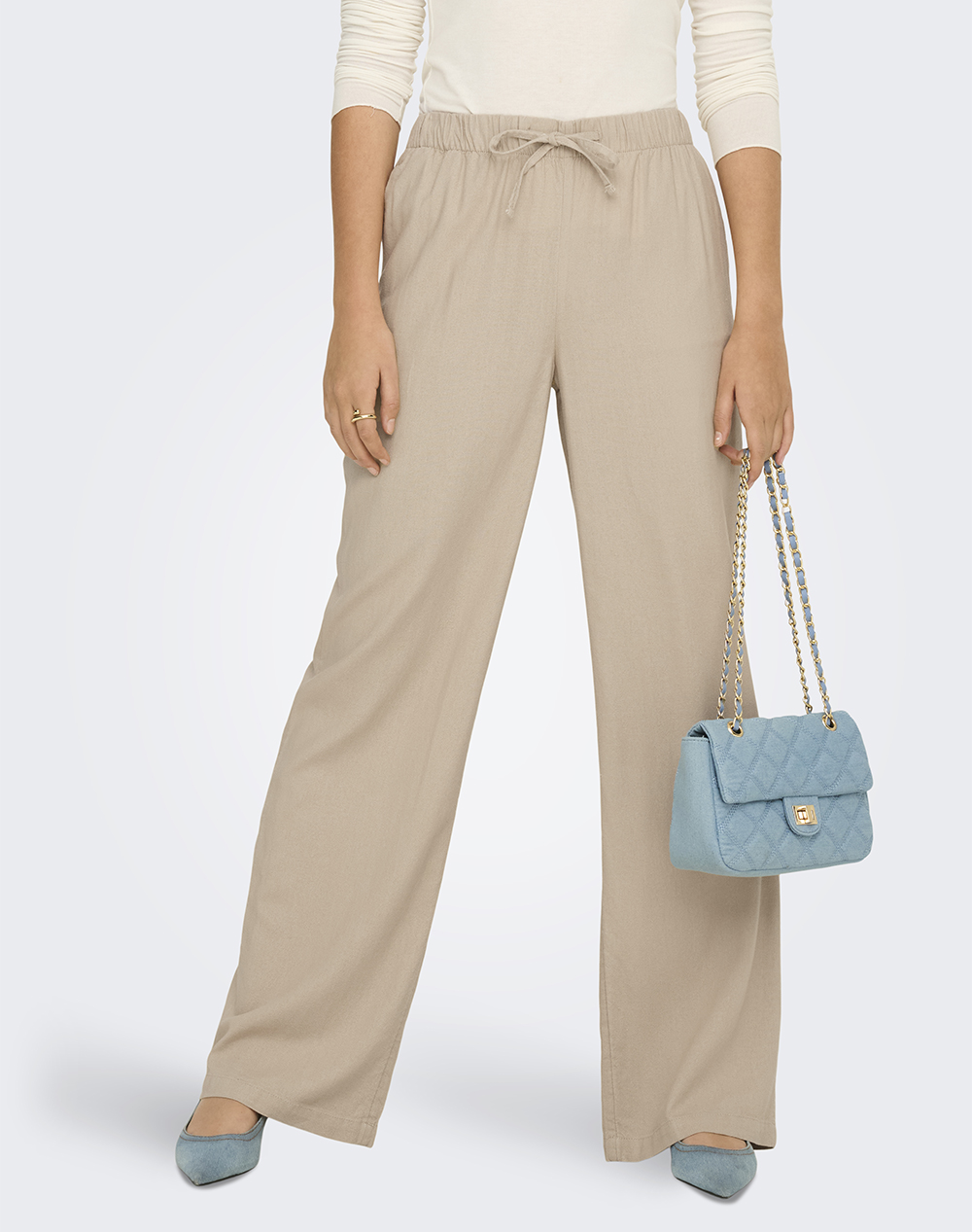 ONLY ONLGOA MW LINEN BL PULL-UP PANT CC PNT