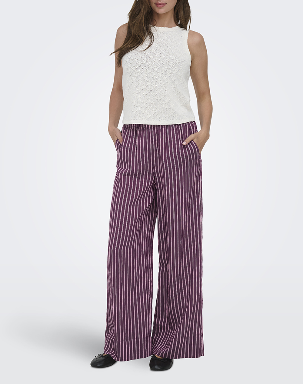 ONLY ONLMELDOLA LONG STRIPED WIDE PANTS WVN