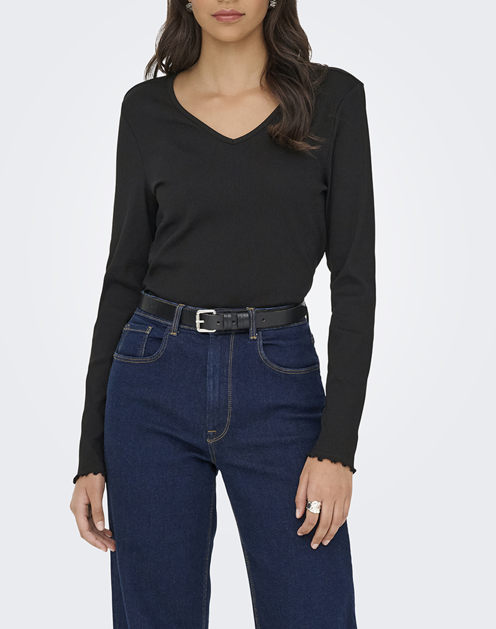 ONLY ONLINA LIFE L/S V-NECK TOP JRS