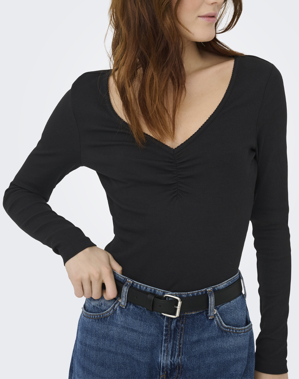 ONLY ONLBETTY L/S SCALLOP V-NECK CC JRS