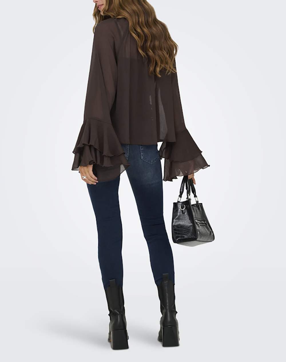 ONLY ONLPENINNA LS FRILL TIE TOP WVN