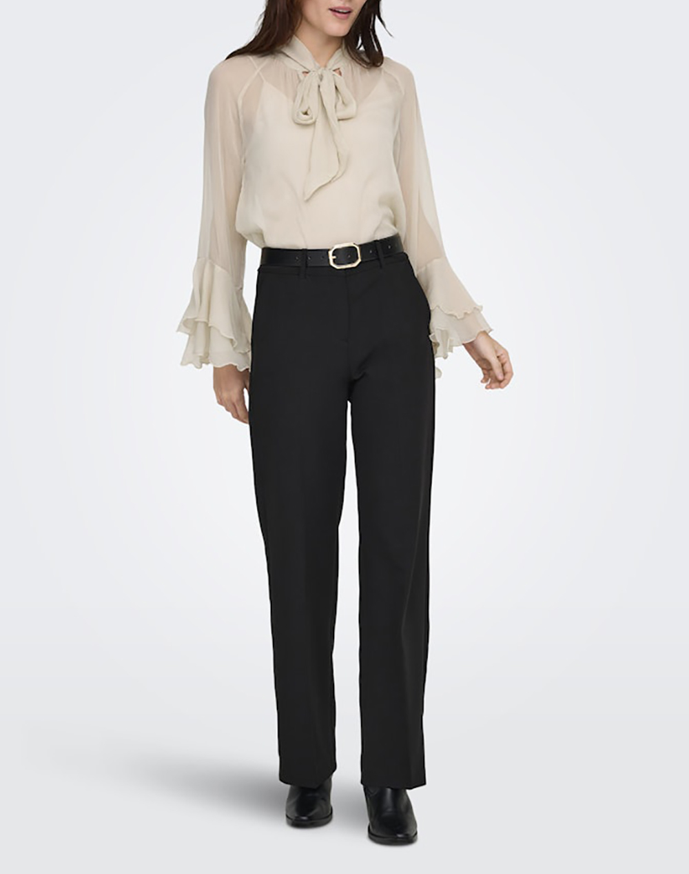 ONLY ONLPENINNA LS FRILL TIE TOP WVN