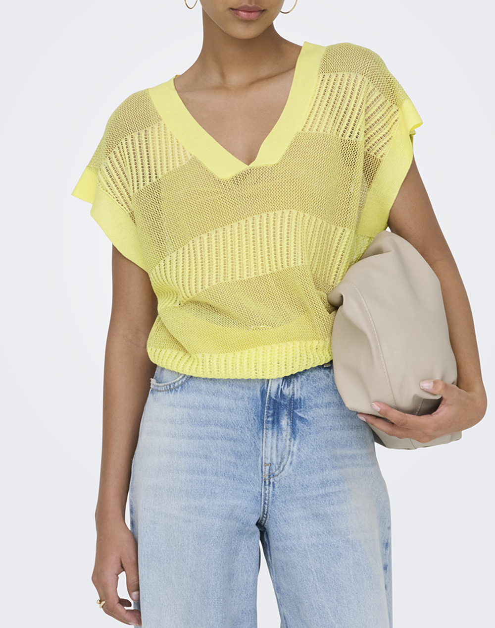 ONLY ONLNOELLE SS STRUCTURE GLITTER VNECK KNT